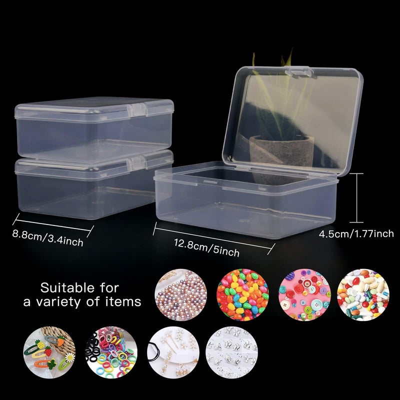 Rocutus Clear Plastic Beads Storage Containers Empty Mini Storage Containers Box,12 Pack Plastic Storage Container with Lids,Beads Storage Box with Hinged Lid for Beads,Earplugs,Pins (5 x 3.4 x 1.7 inch) - Image 2